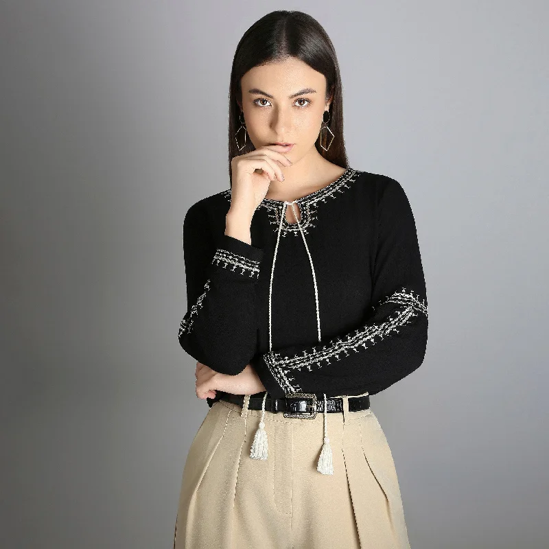 Regular Fit Embroidered Top