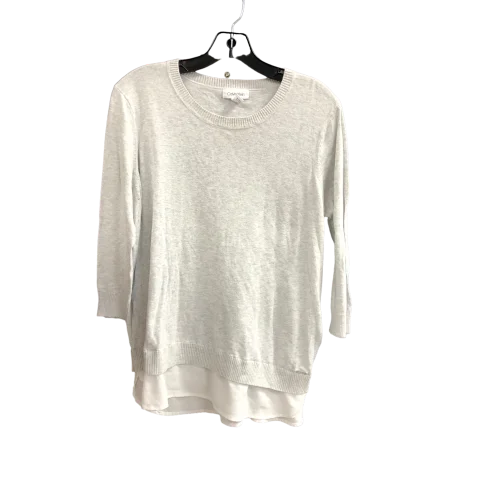 Top Long Sleeve By Calvin Klein In Grey, Size: L