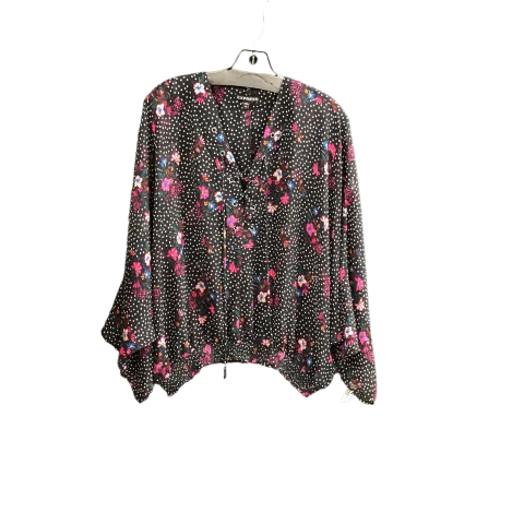 Top Long Sleeve By Express In Black & Pink, Size: L