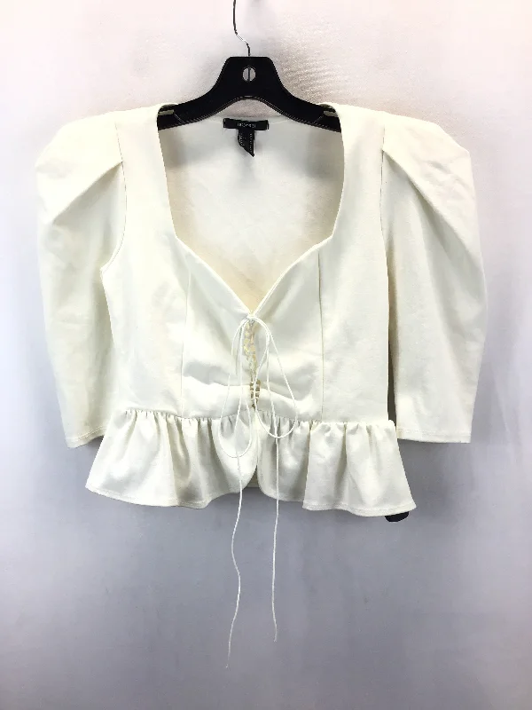 Top Long Sleeve By Forever 21 In Cream, Size: M