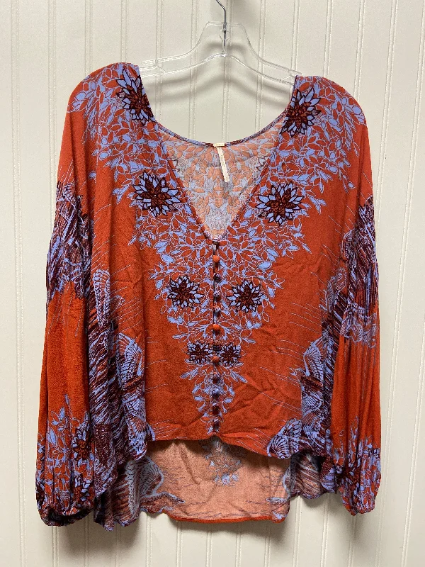 Top Long Sleeve By Free People In Orange, Size: M