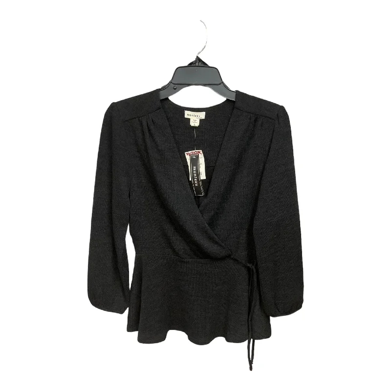 Top Long Sleeve By Monteau In Black, Size: L