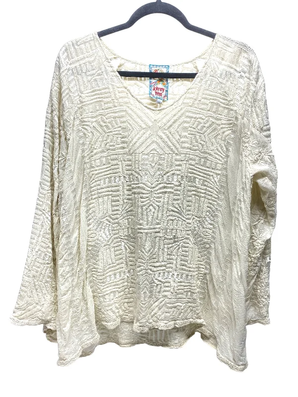 Top Long Sleeve Designer By Johnny Was In Cream, Size: L